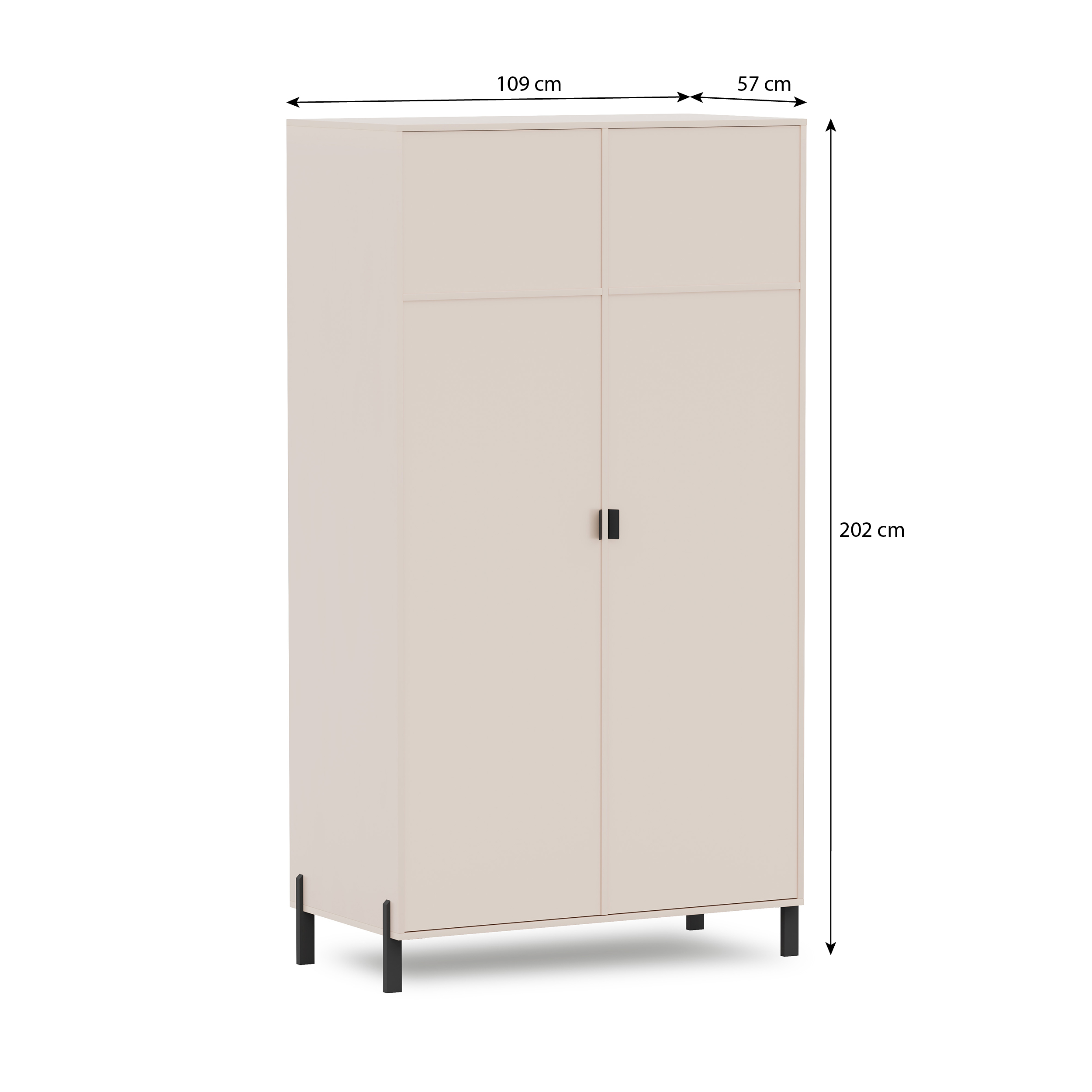 Wymiary szafy CORTINA – 109x57x202 cm