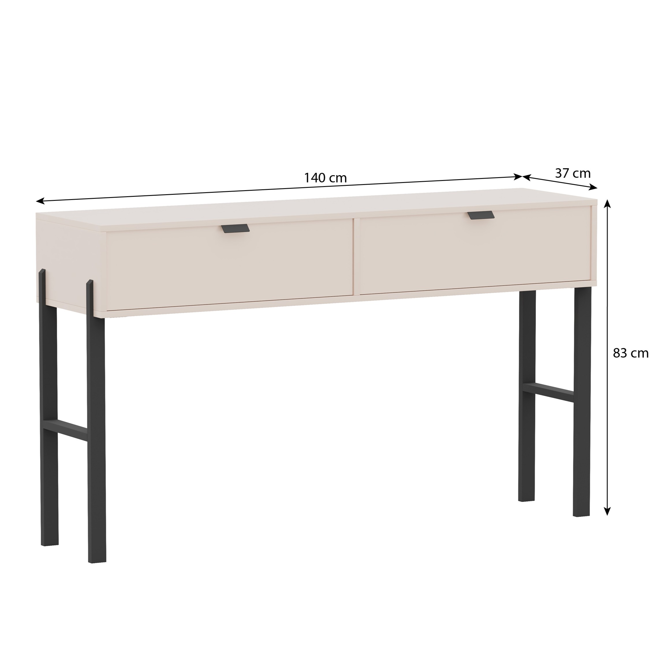 Wymiary toaletki CORTINA – 140x37x83 cm