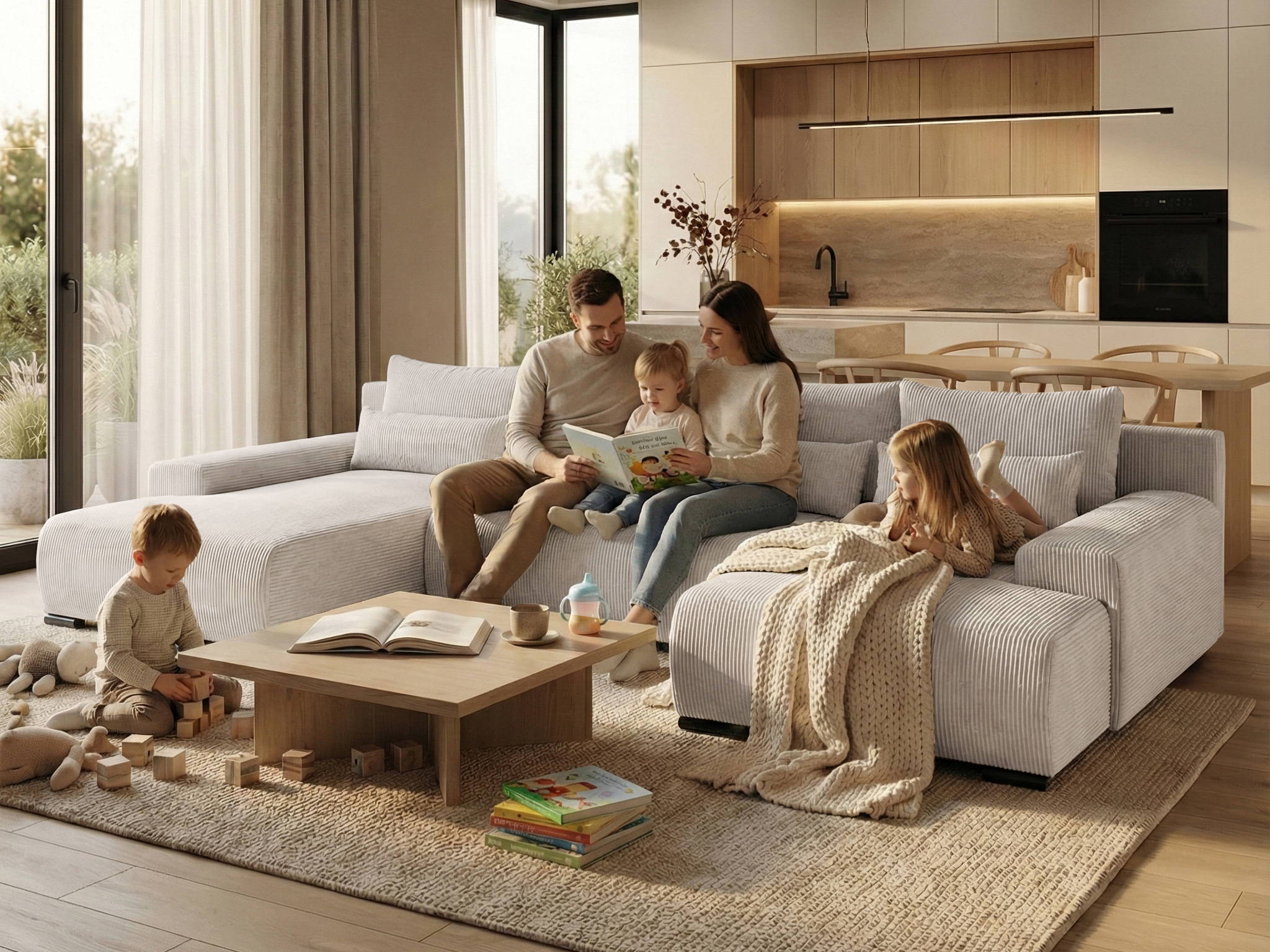 Narożnik U BENNY w aranżacji salonu – nowoczesny narożnik tapicerowany