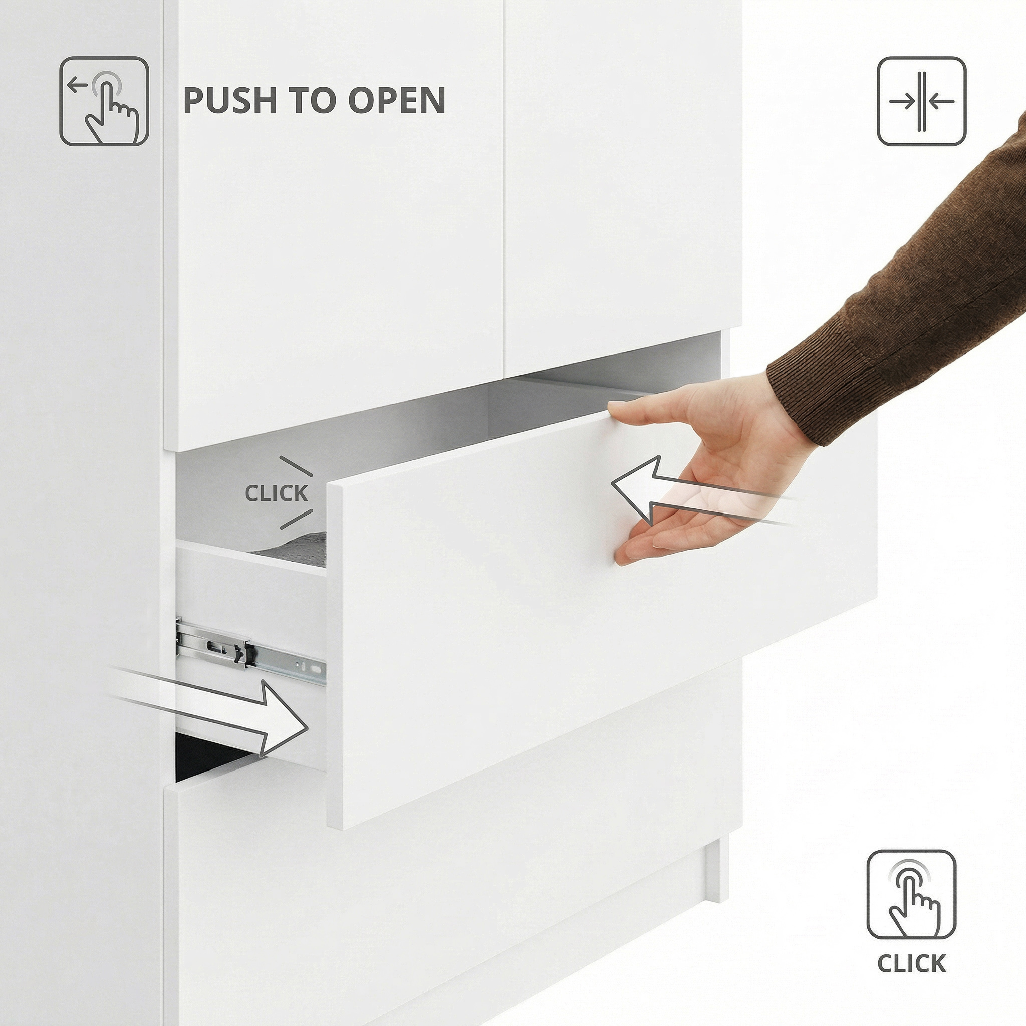 Szuflady push to open
