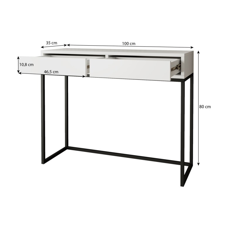 Wymiary konsoli LANGO – 80 lub 100 cm szerokości, 80 cm wysokości i 35 cm głębokości