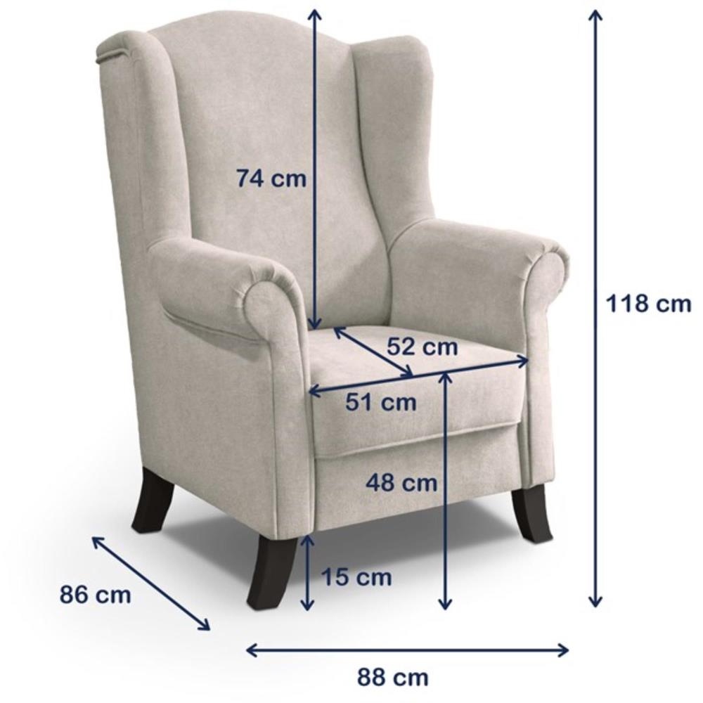 Wymiary fotela LEONARDO – 88x86x118 cm