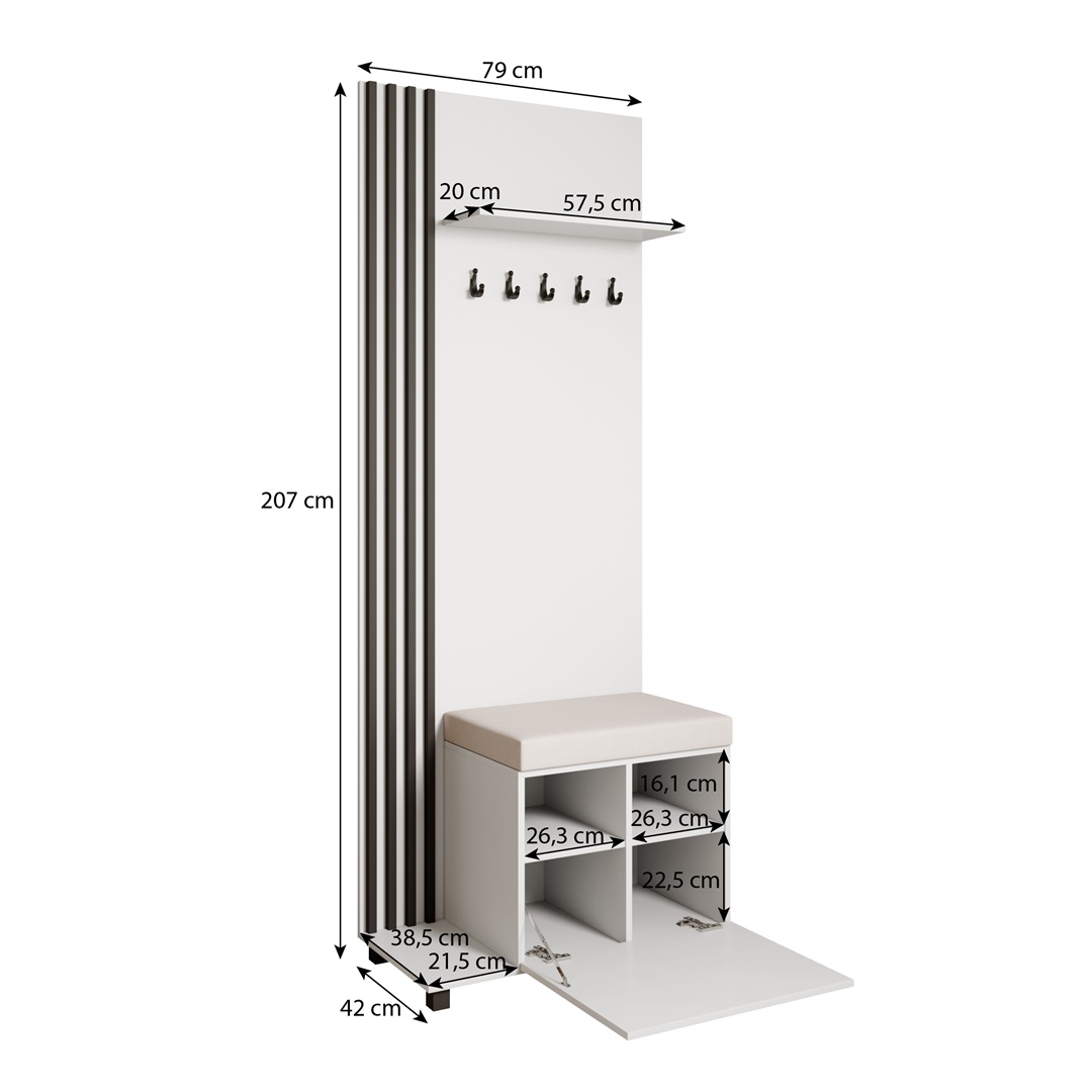 Wymiary garderoby LIVIA – 79x42x207 cm