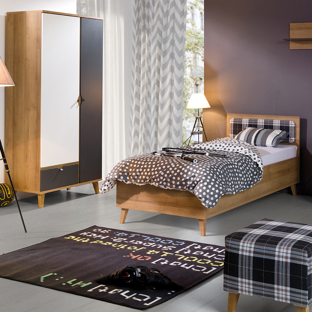 Łóżko młodzieżowe MORENO 90x200 w nowoczesnym pokoju