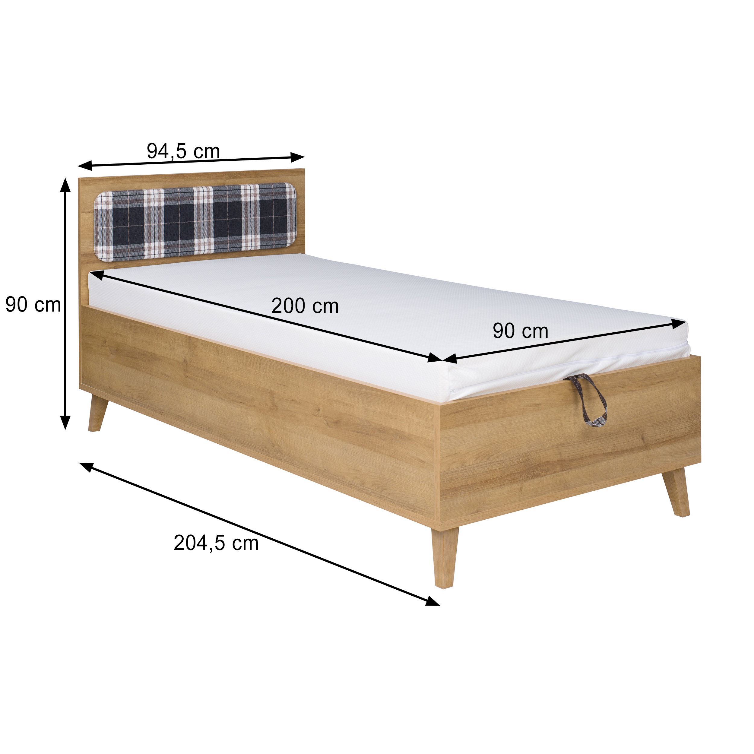Wymiary łóżka młodzieżowego MORENO 90x200