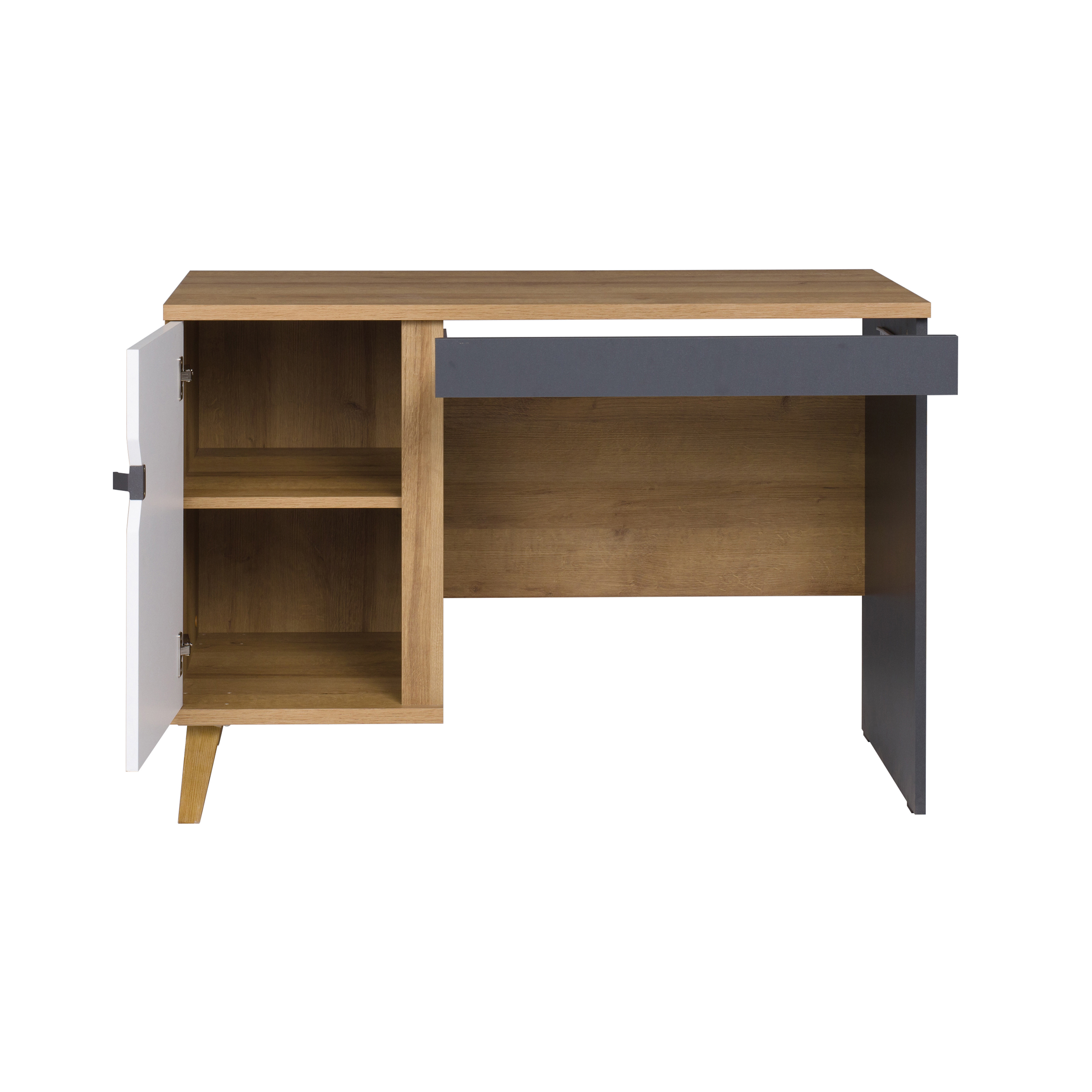 Biurko MORENO – szafka z drzwiami i półką do przechowywania
